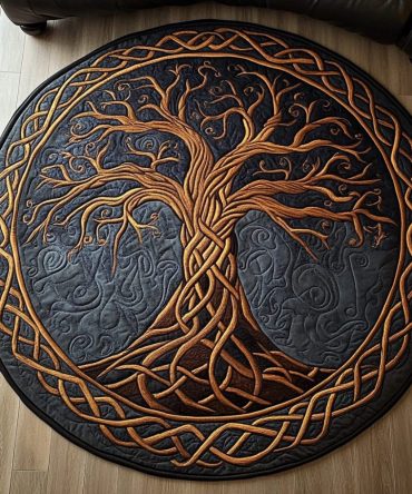 Golden Canopy Quilted Round Mat