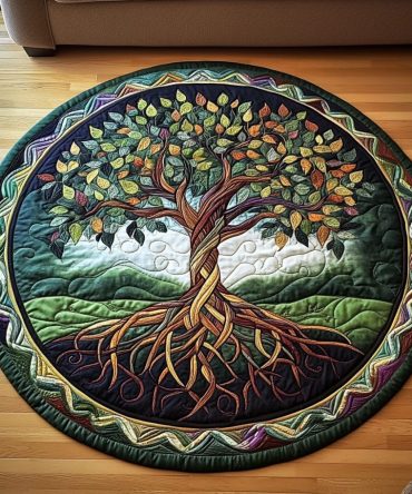 Golden Canopy Quilted Round Mat