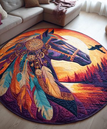 Golden Dust Ride Quilted Round Mat