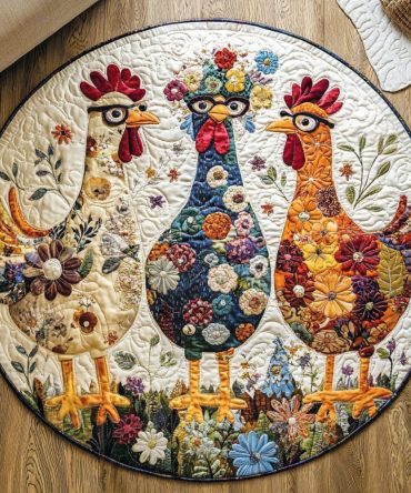 Golden Egg Glory Quilted Round Mat