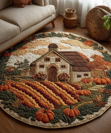 Golden Fall Vibes Quilted Round Mat