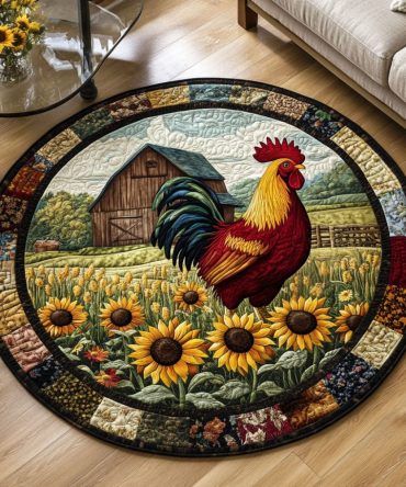 Golden Feather Quilted Round Mat