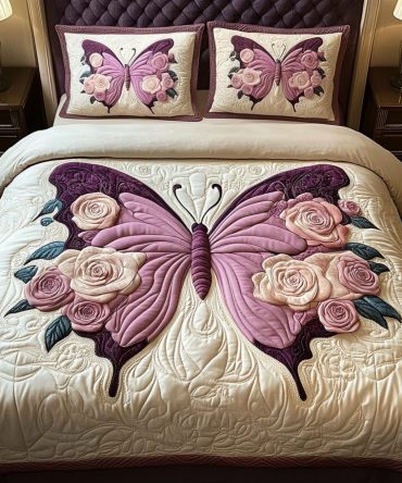 Golden Flutter 3-Piece Quilted Bedding Set