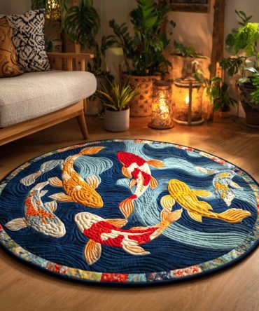 Golden Harmony Quilted Round Mat