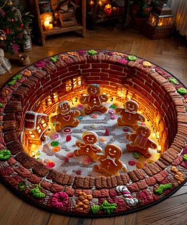 Golden Hearth Glow Quilted Round Mat