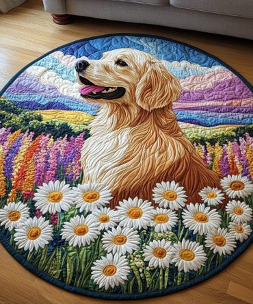 Golden Hearts Quilted Round Mat