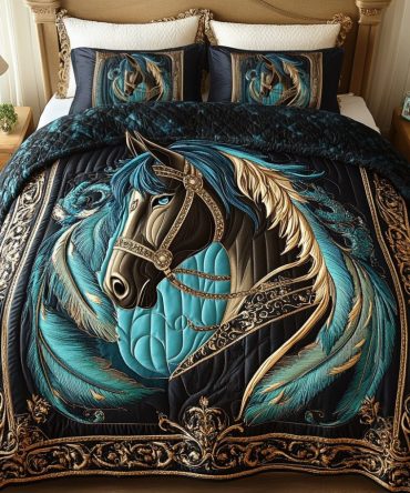 Golden Hoof 3-Piece Quilted Bedding Set