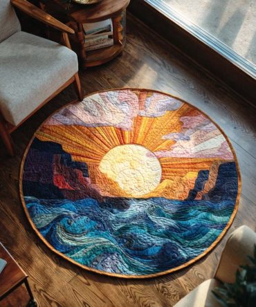 Golden Horizon Quilted Round Mat