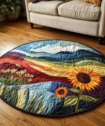 Golden Horizon Quilted Round Mat