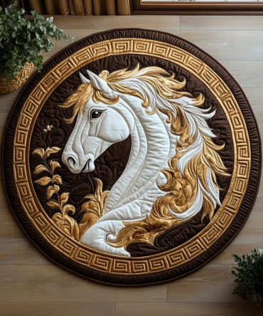 Golden Horse Quilted Round Mat