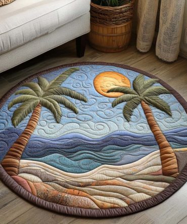 Golden Palms Quilted Round Mat