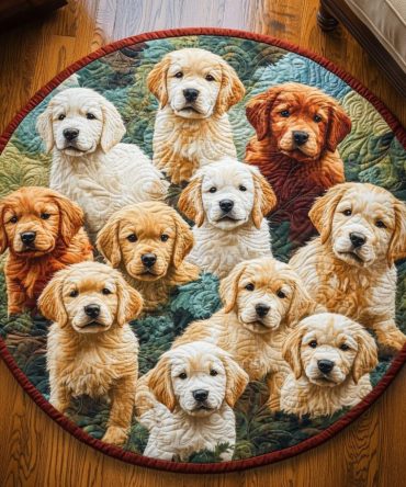 Golden Paws Quilted Round Mat