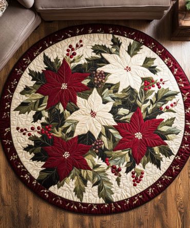 Golden Petal Quilted Round Mat