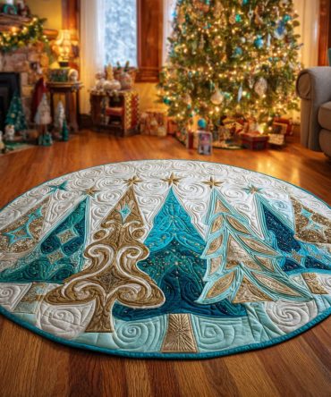 Golden Pines Quilted Round Mat