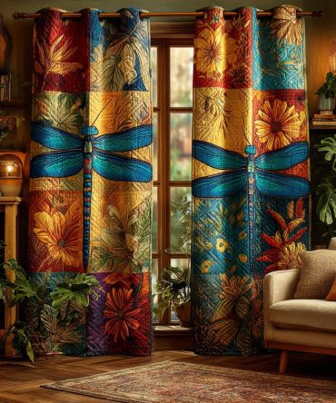 Golden Pond Dragonfly Quilted Curtains