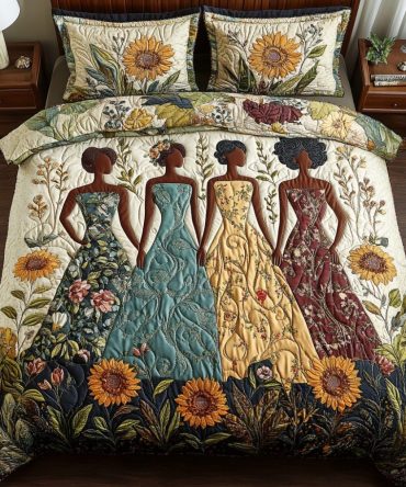 Golden Queens 3-Piece Quilted Bedding Set