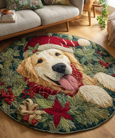 Golden Retriever Breakout Quilted Round Mat