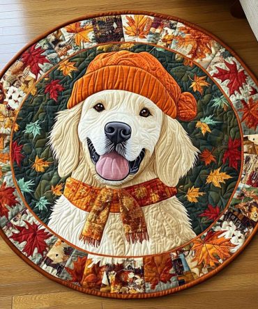 Golden Retriever Quilted Round Mat