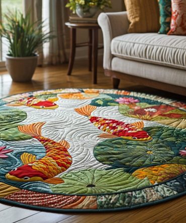 Golden Ripple Quilted Round Mat