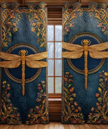 Golden Serenity Quilted Curtains