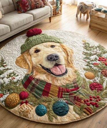Golden Sleigh Quilted Round Mat