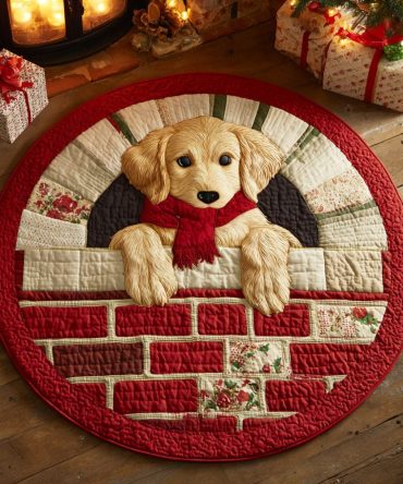 Golden Sleigh Quilted Round Mat