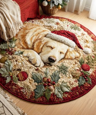 Golden Snow Quilted Round Mat