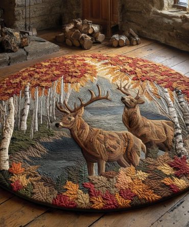 Golden Stag Quilted Round Mat