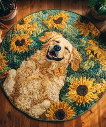 Golden Sunflower Quilted Round Mat