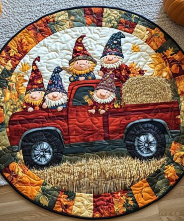 Golden Whispers Quilted Round Mat