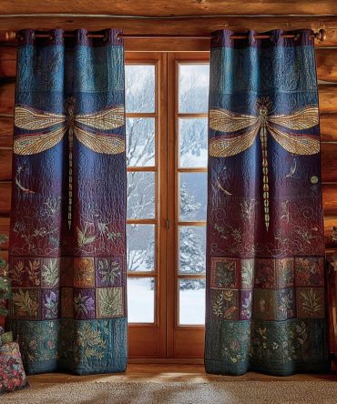 Golden Wing Glimmer Quilted Curtains