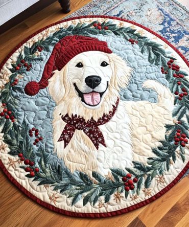 Golden Winter Wish Quilted Round Mat