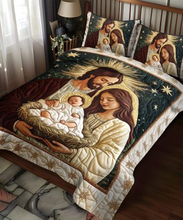 Graceful Blessings 3-Piece Quilted Bedding Set