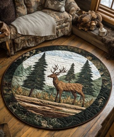 Graceful Deer Quilted Round Mat