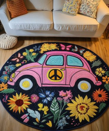 Groovy Wheels Quilted Round Mat
