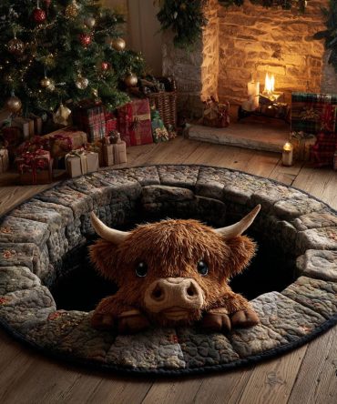 Grotto Highland Cow Quilted Round Mat