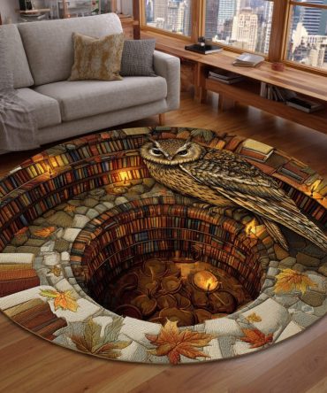 Guardian Owl Spiral Quilted Round Mat