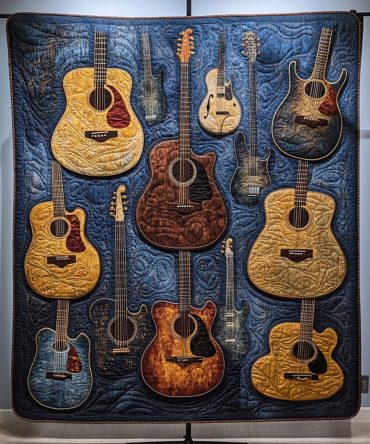Guitar Groove Quilted Blanket