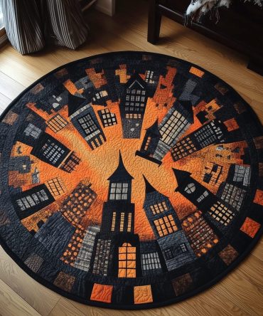 Halloween Nightscape Quilted Round Mat
