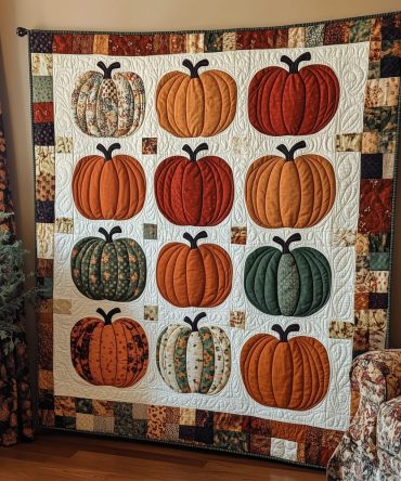 Halloween Pumpkin Quilted Blanket