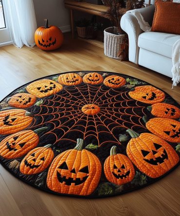 Halloween Pumpkin Quilted Round Mat