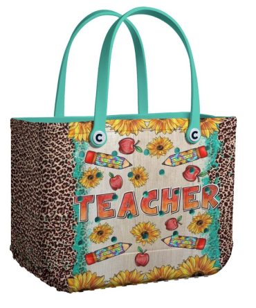 Bucket Tote Bag, Limited Edition Bogg Bag, Beach Bag Happy Teacher