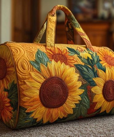 Happy Bloom Quilted Floral Duffle Bag - Colorful Weekend Travel & Gym Bag, Quilted Carry-On Overnight Tote for Women