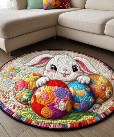 Happy Bunny Quilted Round Mat