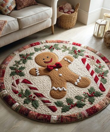 Happy Gingerbread Quilted Round Mat