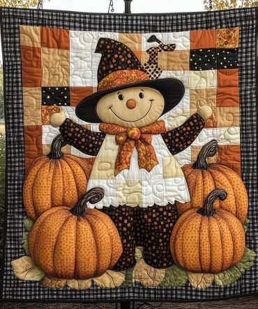 Happy Harvest Scarecrow Quilted Blanket