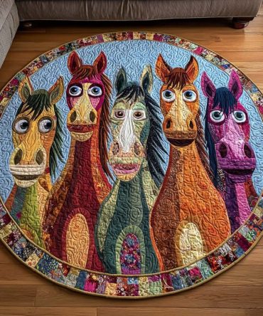 Happy Horses Quilted Round Mat
