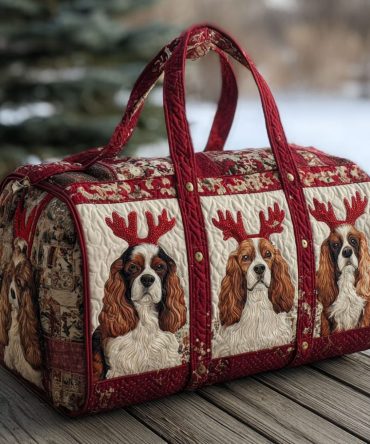 Happy Howler Quilted Duffle Bag — Quilted Weekender Carry-On Travel & Gym Bag with Playful Howling Dog Print, Durable Lightweight