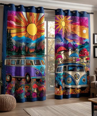 Happy Van Roadtrip Quilted Curtains