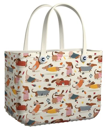 Ceeprints Eva Cee Bucket Tote Bag, Limited Edition Bogg Bag, Beach Bag Happy Dachshund